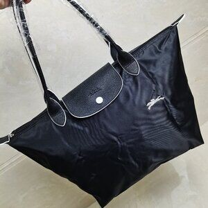 Longchamp Black Le Pliage Nylon Foldable Waterproof Tote Shoulder Bag